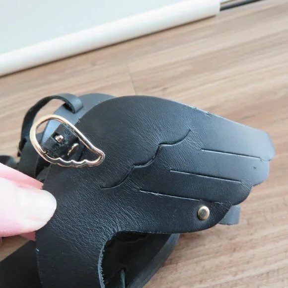 ANCIENT GREEK SANDALS Ikaria Wing Open Toe Sandals in Black Leather Size US 11 - Picture 4 of 13